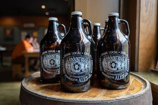 Growlers at Lavery Brewing Co. in Erie, Pennsylvania 