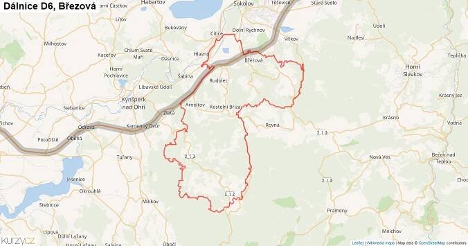 Březová, Dálnice D6 - Mapa