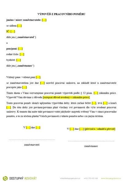 Vypoved Vzor | PDF