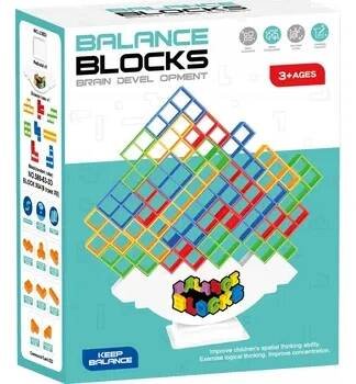 Balanční věž TETRIS dovednostní hra 64 stavebnice