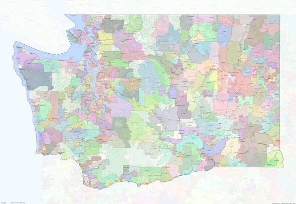 Washington ZIP Codes Map thumbnail