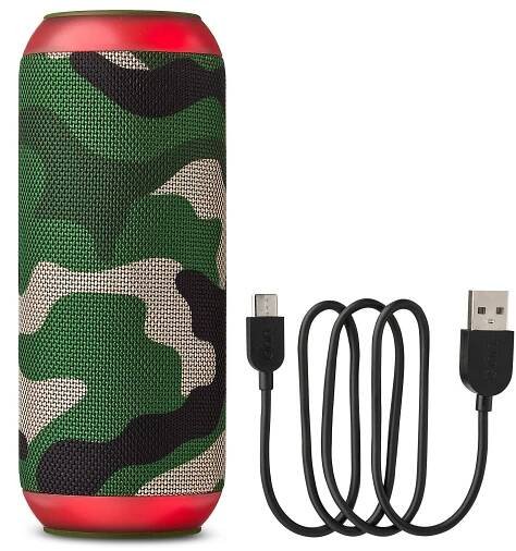 onn Large Rugged Speaker with Bluetooth Wireless Technology and LED Lighting, Camo