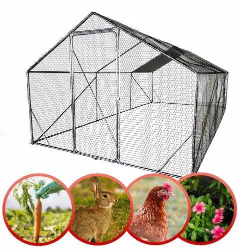 Výběh voliérová klec 3x6x2,2 m pro králíky, domácí zvířata, trubičky 19 mm