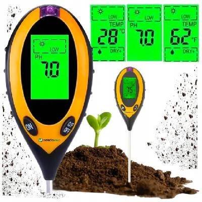 KYSELOMĚR PŮDNÍ MĚŘIČ PH PŮDY TESTER ZEMINY SUBSTRÁTU VLHKOSTI 4V1