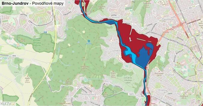 Povodňová mapa Brno-Jundrov