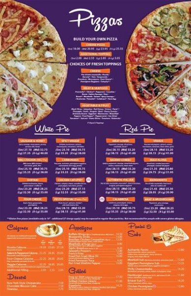 Menu Page - Baiano Pizzeria | Food