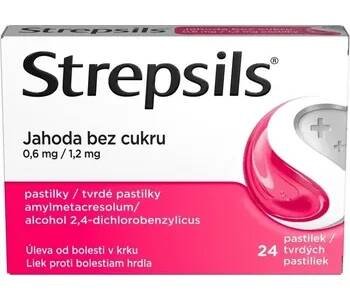 Strepsils Jahoda bez cukru 24 pastilek