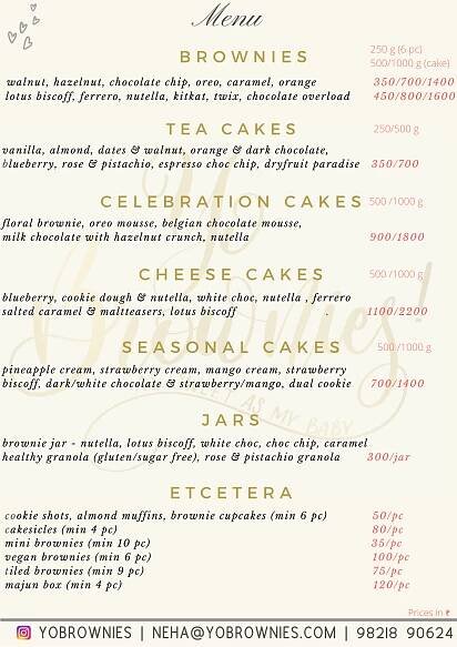Menu – Yo Brownies!