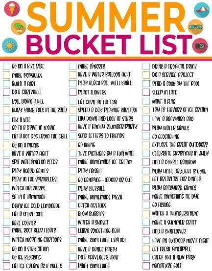 a summer bucket list with donuts on it