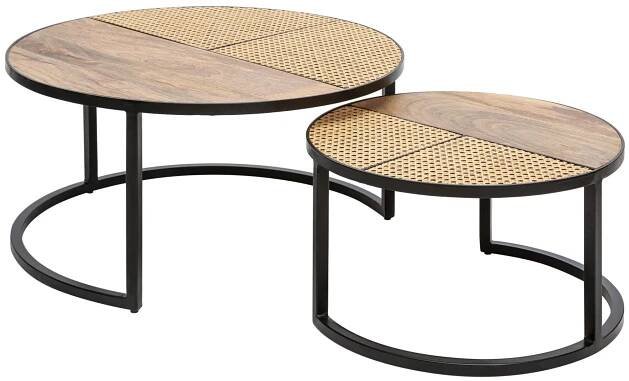 Kulatý konferenční stolek LINZ 2set - přírodní