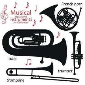 hudební dechové dechové nástroje pro orchestr - nástroj tuba stock ilustrace