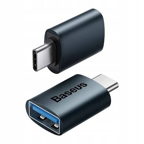 143202 4 baseus ingenuity usb c na usb a adapter otg modry