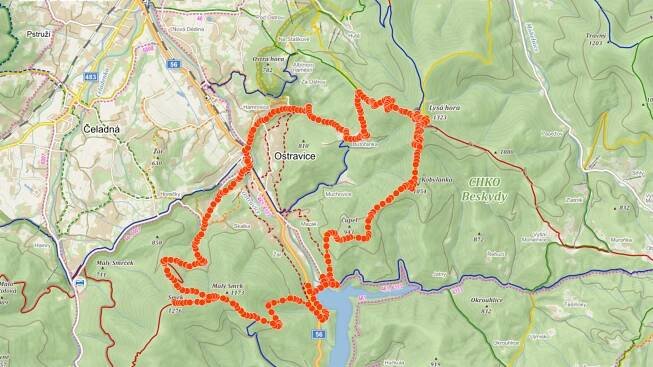 Okružní trasa z Ostravice přes Lysou horu a Smrk v Beskydech 
