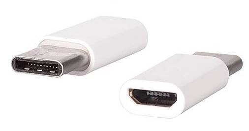 Adaptér nabíječky micro USB na USB-C, bílý