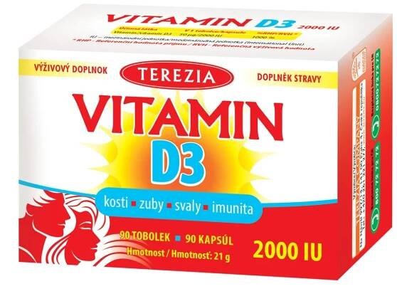 TEREZIA Vitamín D3 2000 IU 1×90 tbl, výživový doplnok
