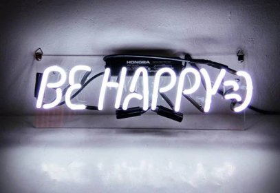 Fashion New Handcraft "Be Happy"Real Glass Display Neon Light Sign 14x7!!!Beat Offer!
