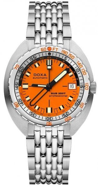 DOXA Sub 250T GMT 40mm Mens Watch Orange Stainless Steel