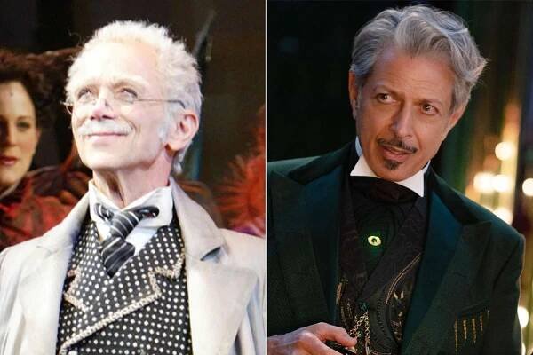 Joel Grey performs on stage during the opening night performance of the Broadway musical "Wicked" at The Gershwin Theatre October 30, 2003 in New York City, Jeff Goldblum is The Wizard of Oz in WICKED