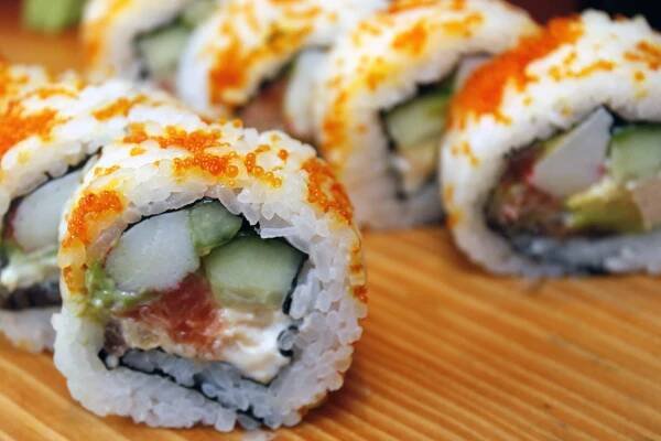 Mořské plody, večeře předkrm, losos, sushi, tuňák, ryby, rýže