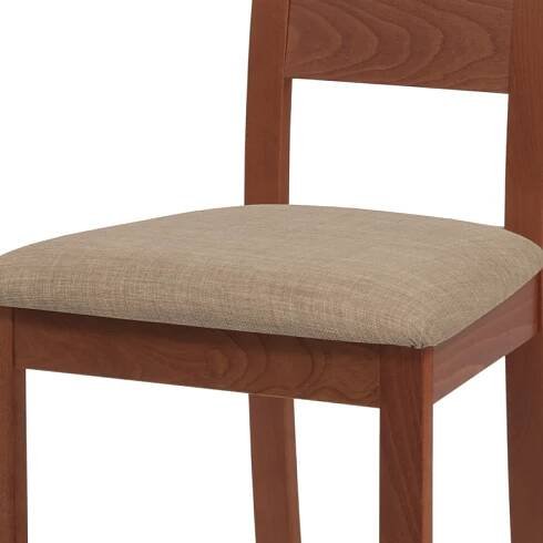 Autronic - Jídelní židle, masiv buk, barva třešeň, látkový béžový potah - BC-2603 TR3