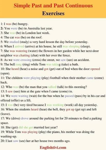 Simple Past vs Past Continuous Exercise