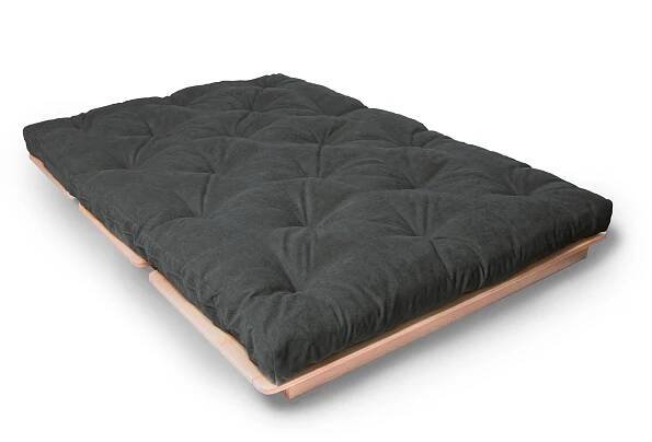 Rozkládací futonová pohovka LAYTI 01 140 cm z masivu/šedá - Houseland.cz