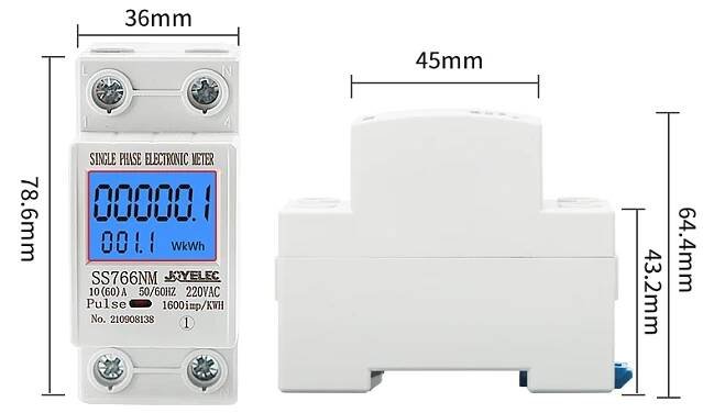Digitální jednofázový ELEKTROMĚR- Měřič nulové energie kWh V+A+W | Aukro