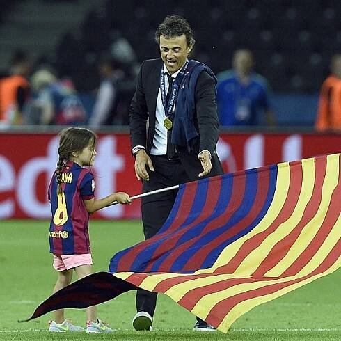 Luis Enrique s dcerou Xanou po triumfu v Lize mistrů.