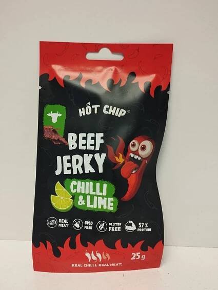 HOT CHIP Beef jerky chilli and lime 25 g - Masové konzervy | Prodej potravin, nápojů a alkoholu Rojal