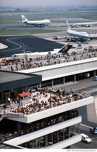 Amsterdam Schiphol Airport's Panorama Terrace in the 1970s.