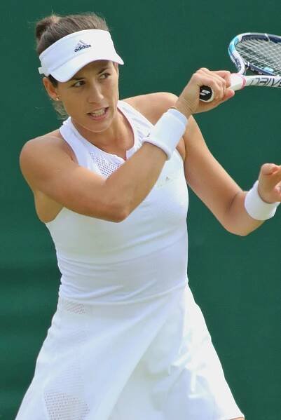 Muguruzaová na vítězném Wimbledonu 2017