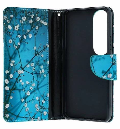 Knížkové pouzdro na Vivo V50 Lite Modré s květy (2)