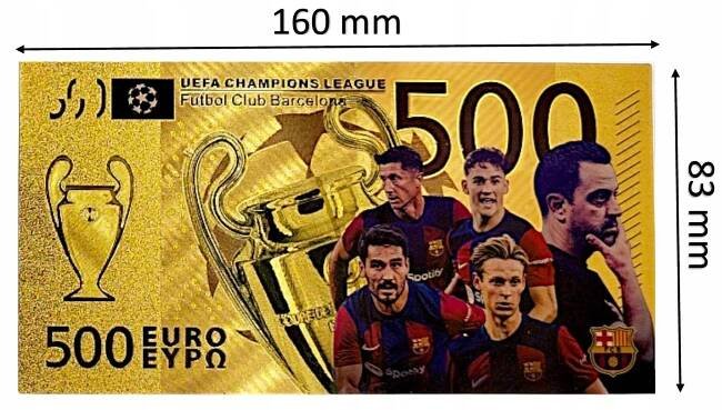 FC BARCELONA Pozlacená bankovka Sběratelská VYCHYTÁVKA PRO FANOUŠKA FOTBALU za 84.00CZK - Allegro