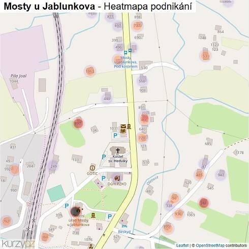 Mapa Mosty u Jablunkova - Firmy v obci.