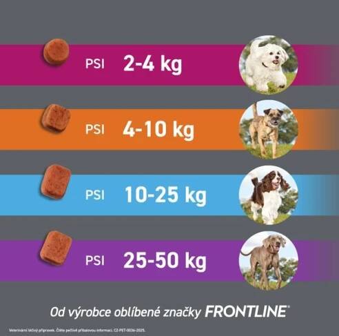 Frontpro žvýkací tablety pro psy (25-50 kg) 136 mg 3 tablety