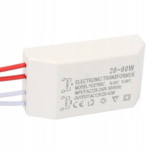 ELEKTRONICKÝ TRANSFORMÁTOR MĚNIČ NAPĚTÍ 220 V na 12 V 20-60 W EAN (GTIN) 6900081041746