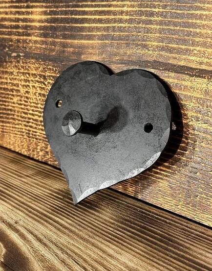 Hook, Forged hook, Wrought iron, heart shape, hand forget, Love Heart, Blacksmith made, Black Finish, Symbol included, 6th Wedding Anniversary Gift, 100% handmade, Door Hooks, Love Iron
