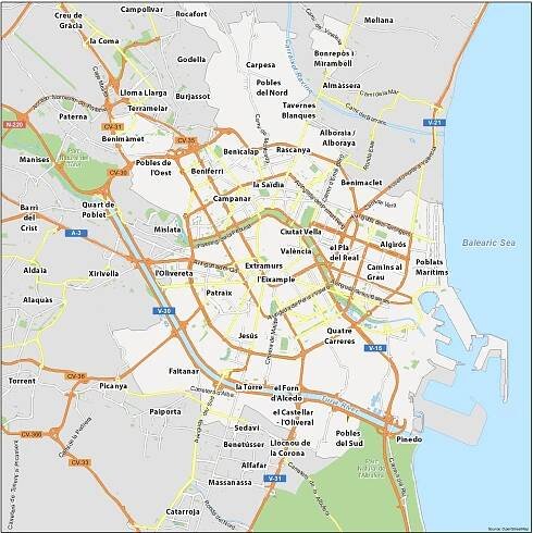 Valencia Map Spain