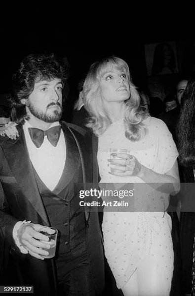 Sylvester Stallone with Susan Anton at the Regency Hotel for a formal event; circa 1970; New York.
