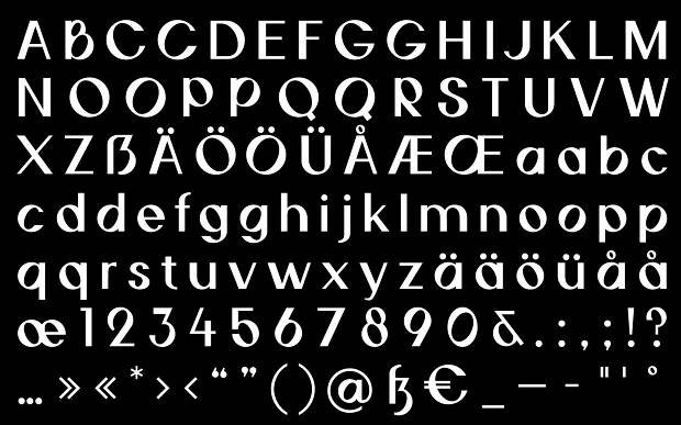 Glyphen Übersicht sw / Character Set bw