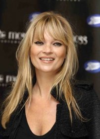 Kate Moss with long fringe ad tousled hair