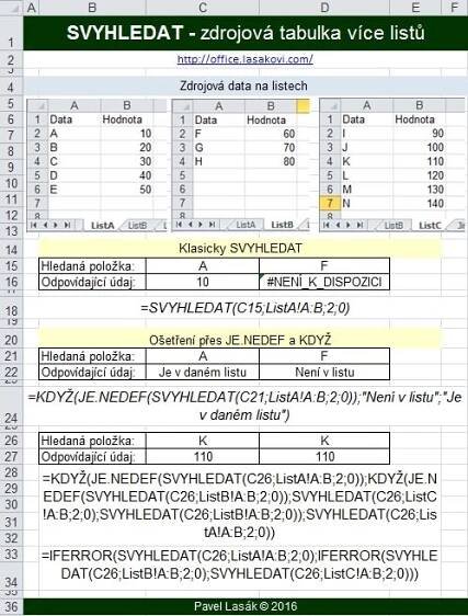 Excel - SVYHLEDAT více zdrojových tabulek