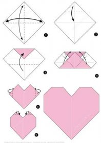 Návod na origami srdce Vystřihovánky