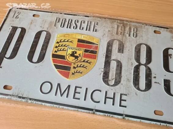 Plechová cedule styl SPZ USA-PORSCHE