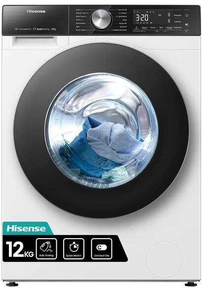 Hisense WF5S1245BW Freestanding 12 KG Front Load Inverter Washing Machine with Auto Dose WiFi Enabled Steam Wash 19 Programs 1400 RPM White Energy Rating A : Amazon.co.uk: DIY & Tools