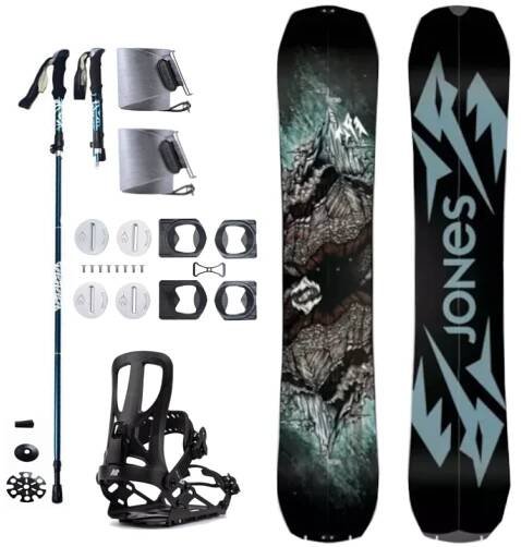 Splitboard set JONES Mountain Twin Black + pásy + vázání + hole - Jakubkolo