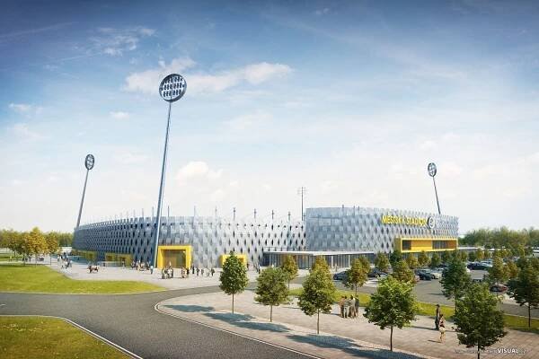 Podívejte se, jak bude vypadat nový fotbalový stadion v Hradci Králové. Lízátka zůstanou