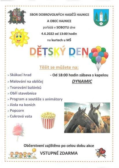 Obec Hajnice zve na Dětský den