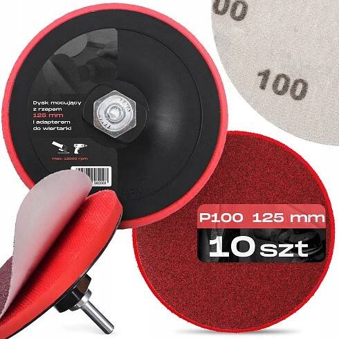 10 x BRUSNÉ KOTOUČE Brusný papír 125 mm P100 LEŠTÍCÍ DISK Brusné kotouče M14