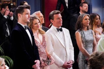 Peter Bergman on the "50th Anniversary Episode" of "The Young and the Restless" with Michael Mealor, Allison Lanier and Susan Walters.